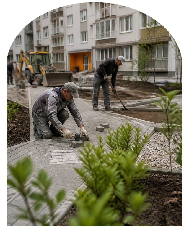 Благоустройство двора многоквартирного дома в Мысках